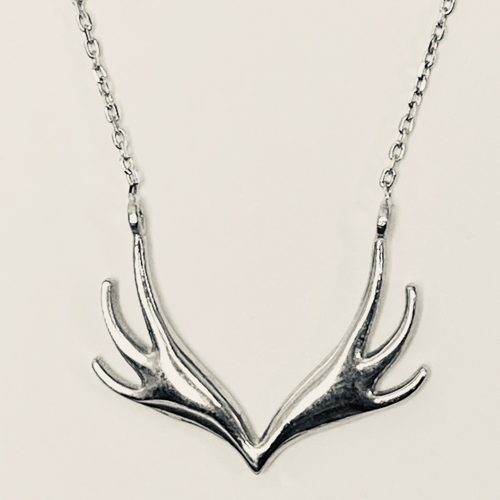 925 Silver horn or bird seagull antler necklace - Picture 1 of 1